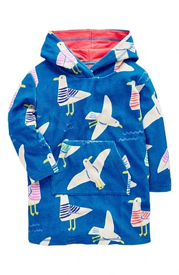 Mini Boden Kids' Terry Cloth Hooded Cover-Up Directoire Blue Seagulls at Nordstrom,