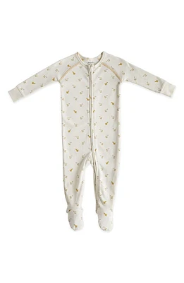 Pehr Hatchlings Zip Fitted One-Piece Organic Cotton Pajamas in Ivory Duck at Nordstrom, Size 3-6M