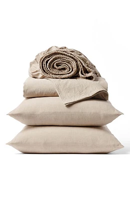 Coyuchi Crinkled Organic Cotton Percale Sheet Set in Hazel Chambray at Nordstrom