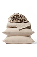 Coyuchi Crinkled Organic Cotton Percale Sheet Set in Hazel Chambray at Nordstrom