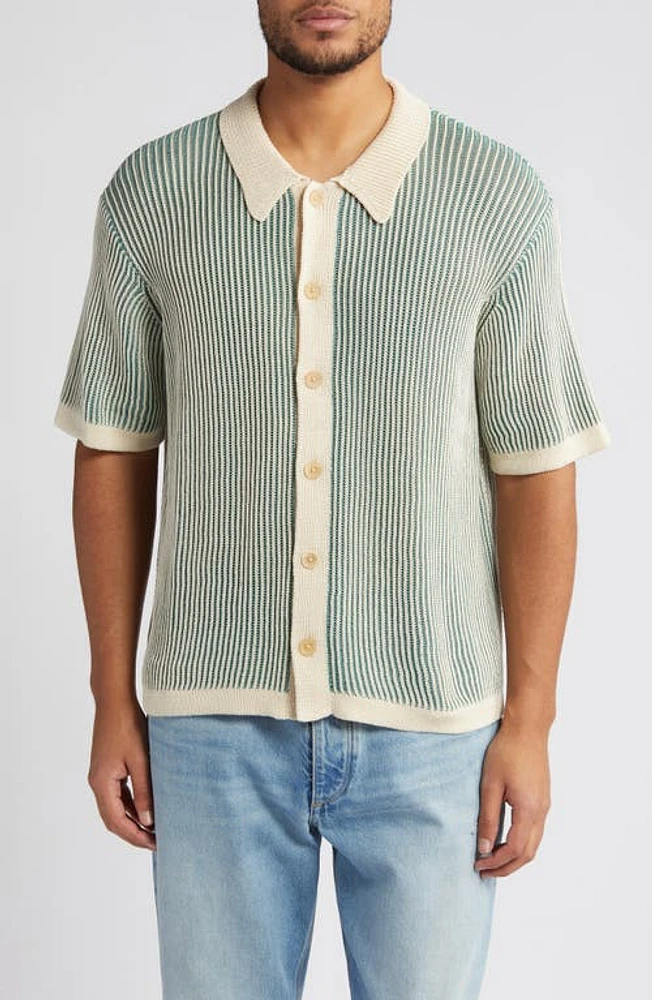 Corridor Plated Short Sleeve Cotton Cardigan at Nordstrom,