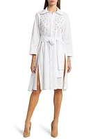 SAINT SINTRA Empire Drindl Swarovski Crystal Embellished Cotton Shirtdress 100 White at Nordstrom, Us