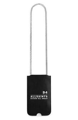 AllSaints Cybelle Access Leather Phone Holder On a Lanyard in Black at Nordstrom