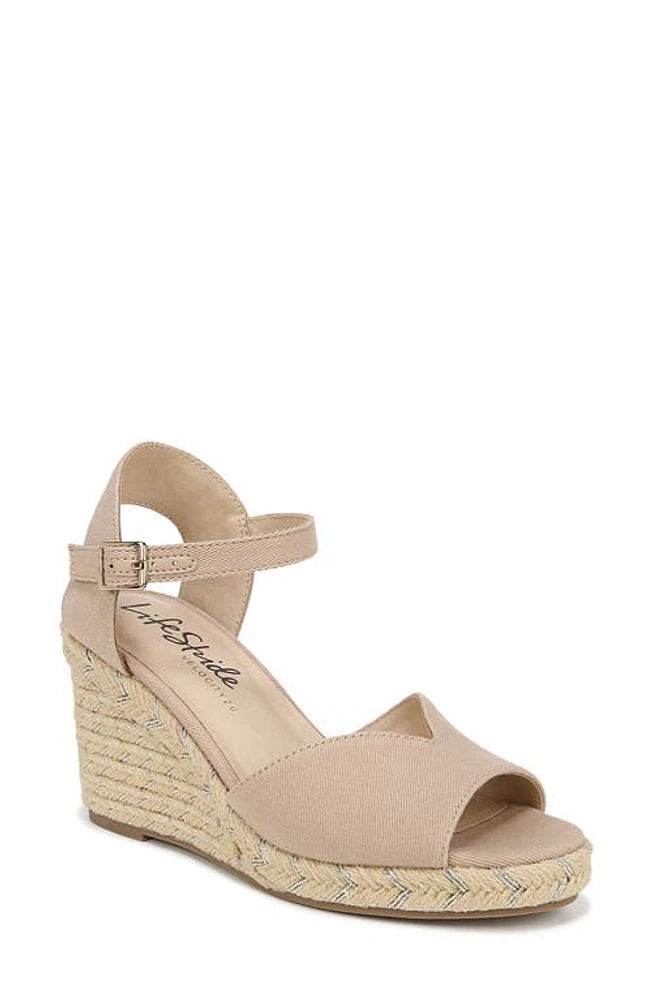 LifeStride Tess Ankle Strap Espadrille Platform Wedge Sandal Tender Taupe at Nordstrom,