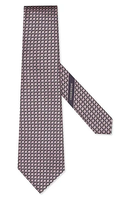 ZEGNA TIES Micro Geo Mulberry Silk Tie in Pink at Nordstrom