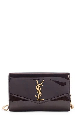 Saint Laurent Cassandre Uptown Patent Leather Envelope Wallet on a Chain in Ir Brown/Dark Nut Brown at Nordstrom