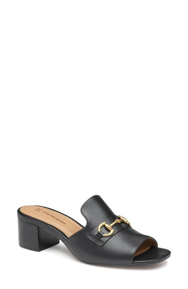 Johnston & Murphy Edith Block Heel Sandal Black Glove at Nordstrom,