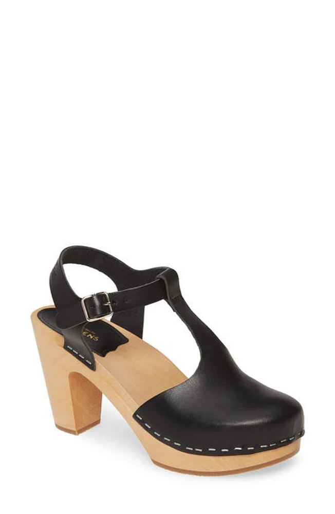 Swedish Hasbeens Sky T-Strap Pump Black Leather at Nordstrom,