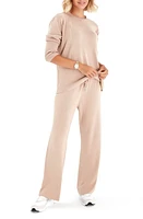 Accouchée Rib Side Zip Long Sleeve Materity/Nursing Top & Lounge Pants in Beige at Nordstrom