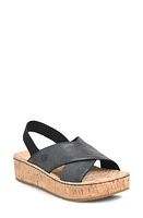 Børn Sandra Slingback Platform Wedge Sandal Black Leather at Nordstrom,