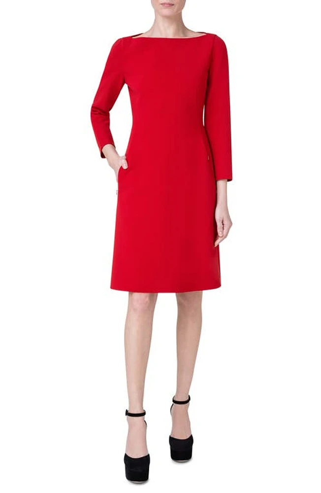 Akris Wool Stretch Double Face Dress in 066 Ruby Red at Nordstrom, Size 14