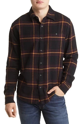 The Normal Brand Stephen Regular Fit Gingham Flannel Button-Up Shirt in Black Plaid at Nordstrom, Size Large