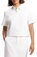 Theory Boxy Short Sleeve Cotton Button-Up Shirt in Optic White - C7J at Nordstrom, Size Petite