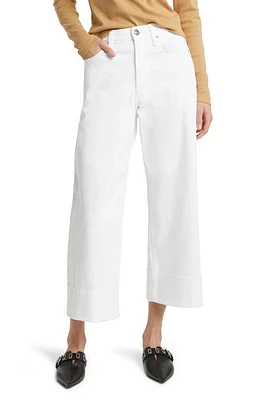 rag & bone Andi Raw Hem High Waist Wide Leg Jeans White at Nordstrom,