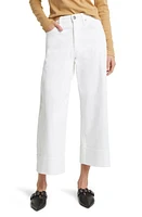 rag & bone Andi Raw Hem High Waist Wide Leg Jeans White at Nordstrom,