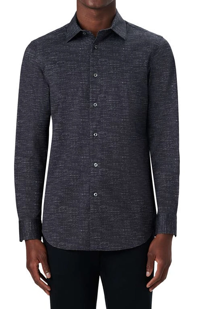 Bugatchi OoohCotton Button-Up Shirt in Black at Nordstrom, Size Xxx-Large