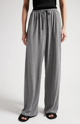 The Row Lanuit Wide Leg Organic Cotton Jersey Drawstring Pants Pietra Melange at Nordstrom,