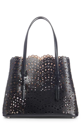 Alaïa Small Mina Perforated Leather Tote in Noir at Nordstrom