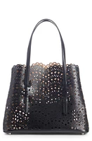 Alaïa Small Mina Perforated Leather Tote in Noir at Nordstrom