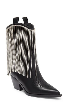 AZALEA WANG Alexandrite Crystal Fringe Western Boot Black at Nordstrom,