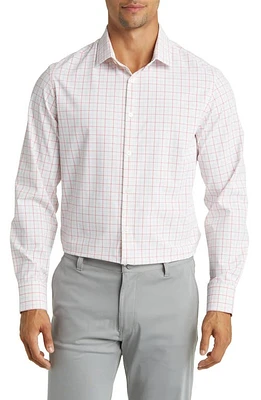 Mizzen+Main Leeward Trim Fit Plaid Performance Button-Up Shirt White Danbury at Nordstrom,