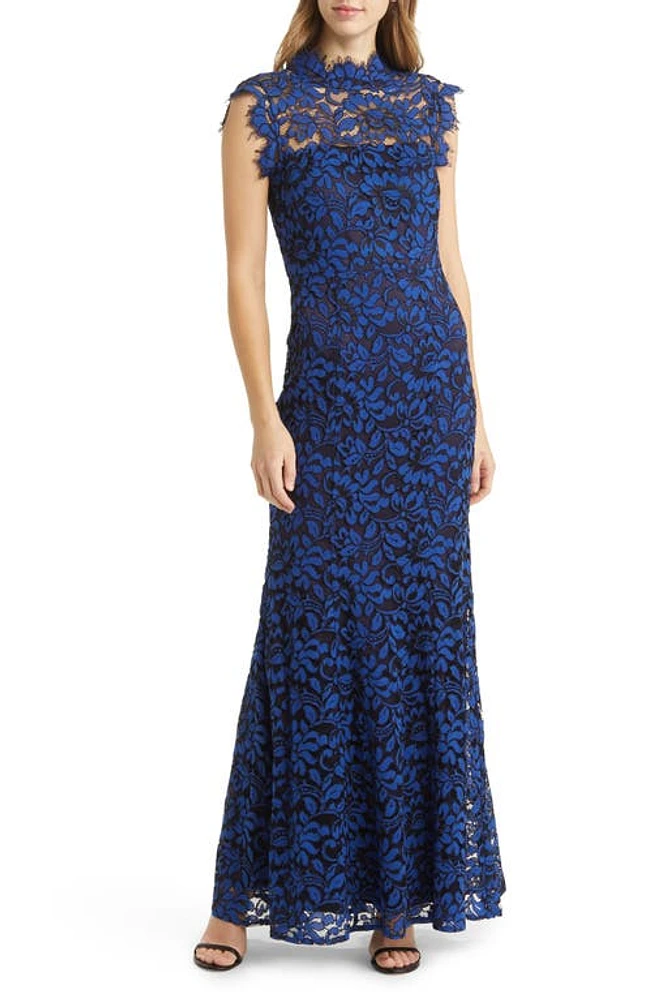 Eliza J Illusion Mock Neck Open Back Sleeveless Gown at Nordstrom,