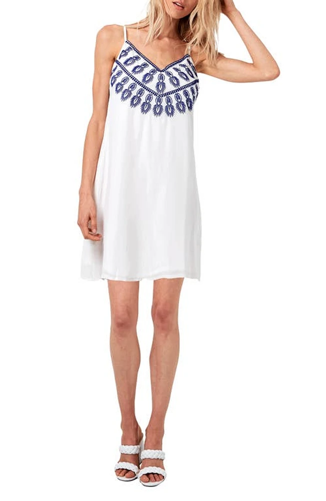 AS by DF Treasure Embroidered Silk Minidress in White at Nordstrom, Size Large