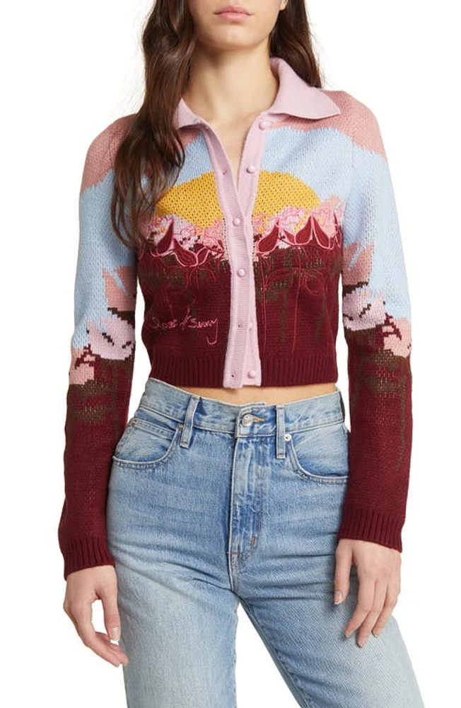 House of Sunny Garden of Eden Tripper Intarsia Cardigan in Multi at Nordstrom, Size 4 Us