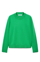 MANGO Rib Mock Neck Sweater Green at Nordstrom,