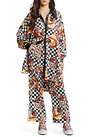 Dressed Lala Posh Lions Oversize Satin Top & Pants Set Lion Tigers And Checks at Nordstrom,