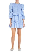 English Factory Smocked Balloon Sleeve Cotton Minidress at Nordstrom,