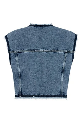 Nocturne Fringed Jean Vest in Blue at Nordstrom