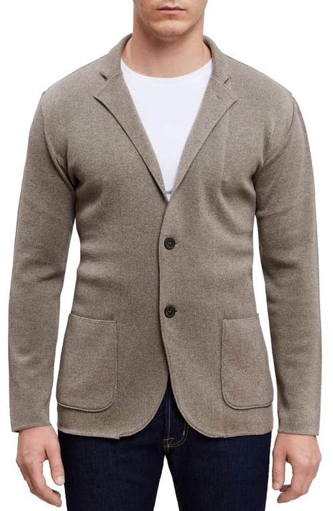 Emanuel Berg Notched Lapel Medium Beige Premium Merino Wool Cardigan at