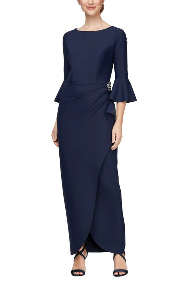 Alex Evenings Long Sheath Dress in Navy at Nordstrom, Size 6