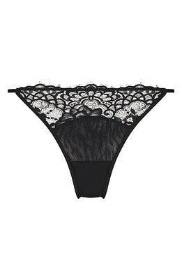 Hunkemöller Misio Lace & Mesh Thong Caviar at Nordstrom,