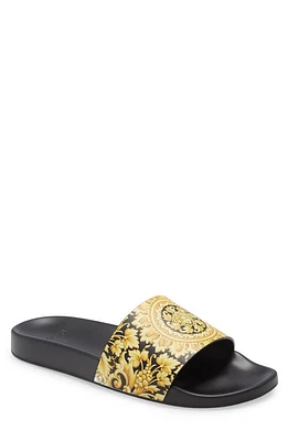 Versace Barocco Medusa Pool Slide Sandal in Black/Gold at Nordstrom, Size 10Us