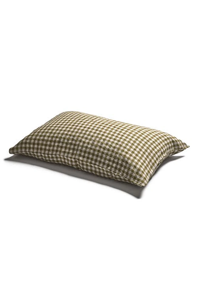 PIGLET IN BED Set of 2 Gingham Linen Pillowcases in Botanical Green at Nordstrom, Size Euro