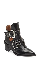 Ganni Double Buckle Open Cut Bootie in Black at Nordstrom, Size 8Us