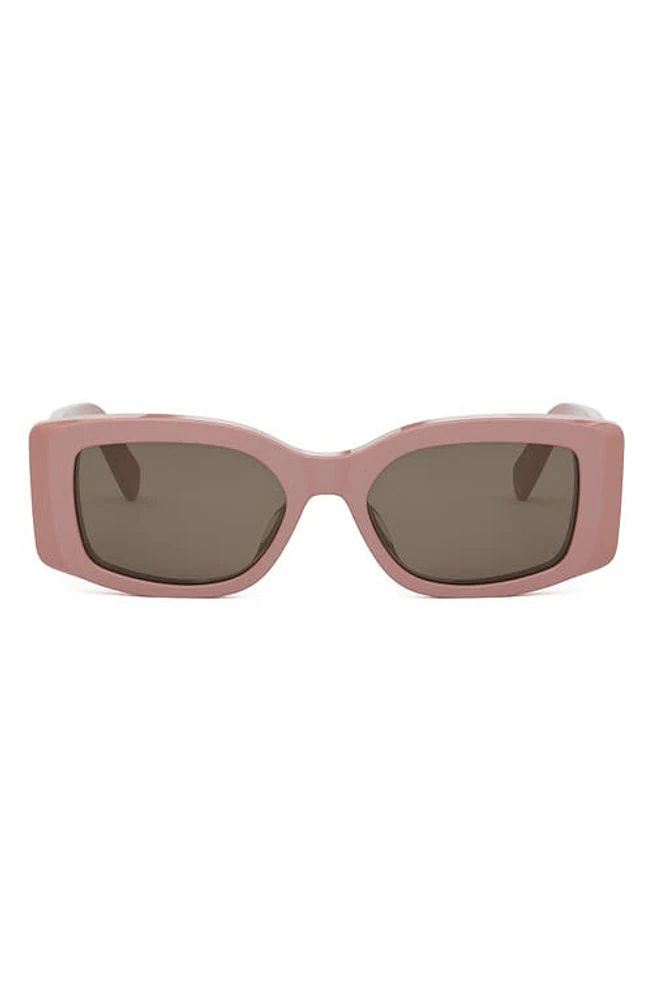 CELINE Triomphe 53mm Rectangular Sunglasses in Shiny Pink /Brown at Nordstrom