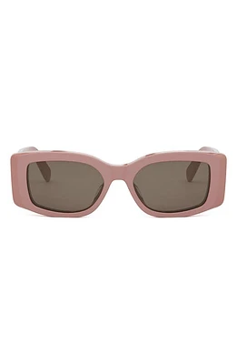 CELINE Triomphe 53mm Rectangular Sunglasses in Shiny Pink /Brown at Nordstrom