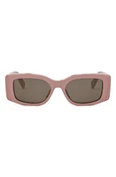 CELINE Triomphe 53mm Rectangular Sunglasses in Shiny Pink /Brown at Nordstrom