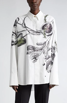 Jason Wu Collection Stretch Cotton Button-Up Shirt Chalk Multi at Nordstrom,