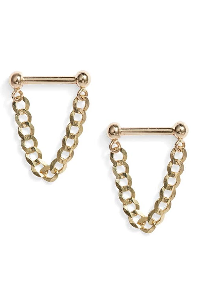 Poppy Finch Baby Dumbbell Chain Earrings in 14K Yellow Gold at Nordstrom