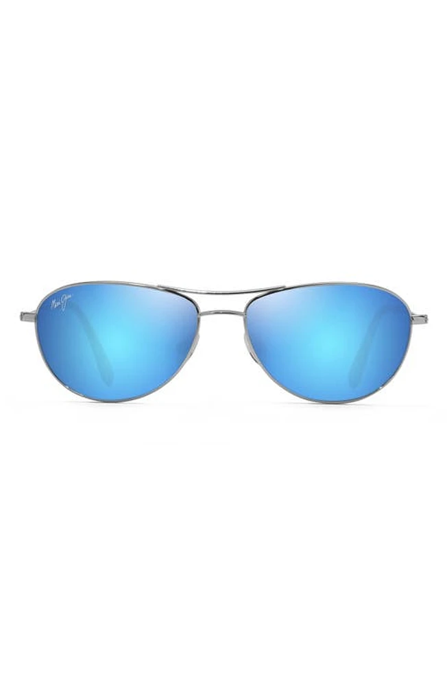 Maui Jim Baby Beach 56mm Polarized Aviator Sunglasses in Silver/Blue Hawaii at Nordstrom