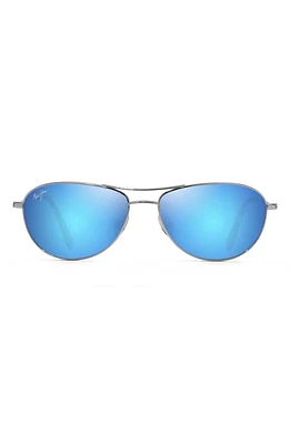 Maui Jim Baby Beach 56mm Polarized Aviator Sunglasses in Silver/Blue Hawaii at Nordstrom