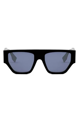 'Fendi O'Lock 54mm Geometric Sunglasses in Shiny Black /Blue at Nordstrom