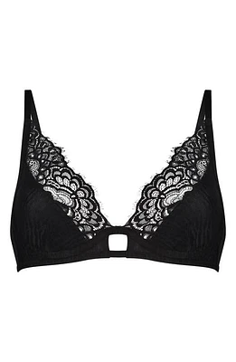 Hunkemöller Misio Lace & Mesh Bralette Caviar at Nordstrom,