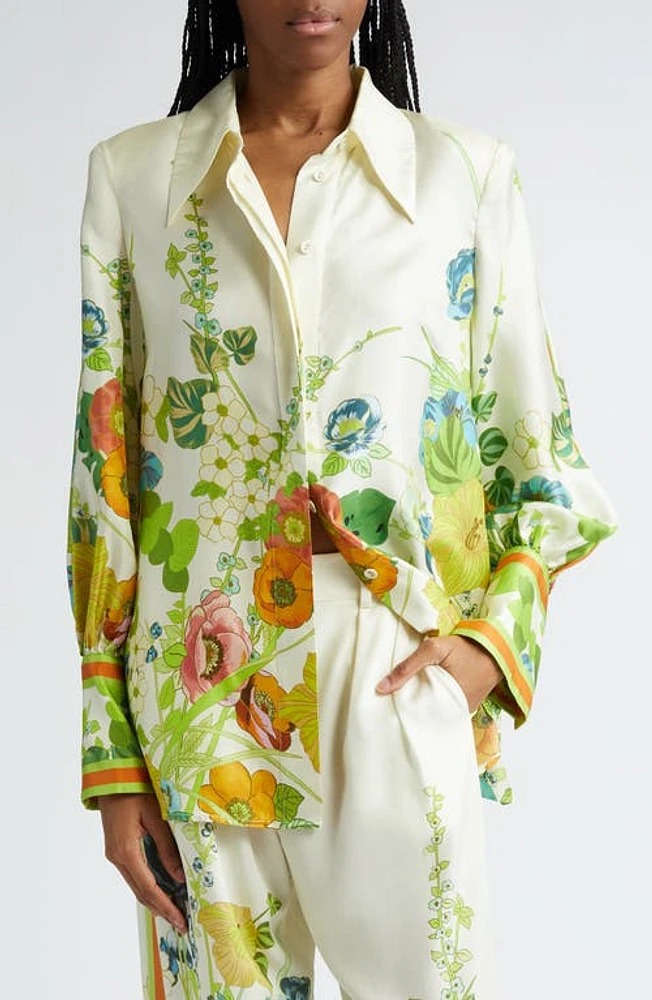 ALEMAIS Constance Floral Print Shirt Cream at Nordstrom,