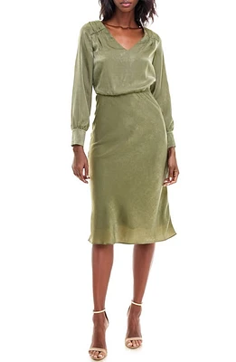 Socialite Bias Cut Long Sleeve Midi Dress Loden Green at Nordstrom,