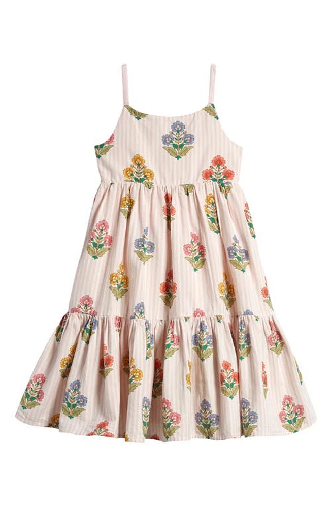 Mini Boden Kids' Floral Tiered Twirly Sundress Pink Woodblock at Nordstrom,